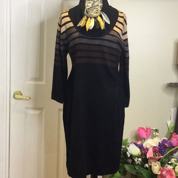 🆕NWT Connected Black/Brown Sweater Dress, XL - Picture 1 of 9